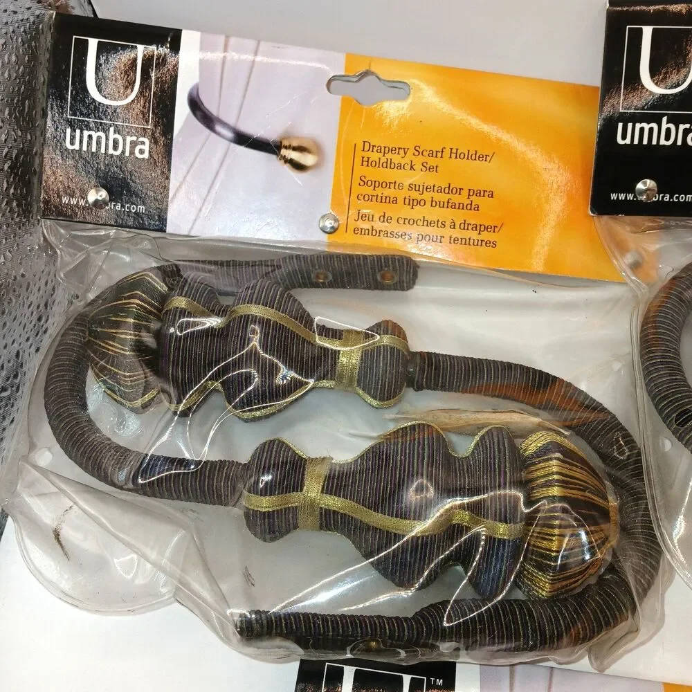 Umbra Curtain Drapery Holdback Tie Back Metal Holders Lot of 3 pk Pattern Merlot